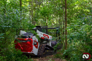 Bobcat forestry mulching equipment clearing wooded property